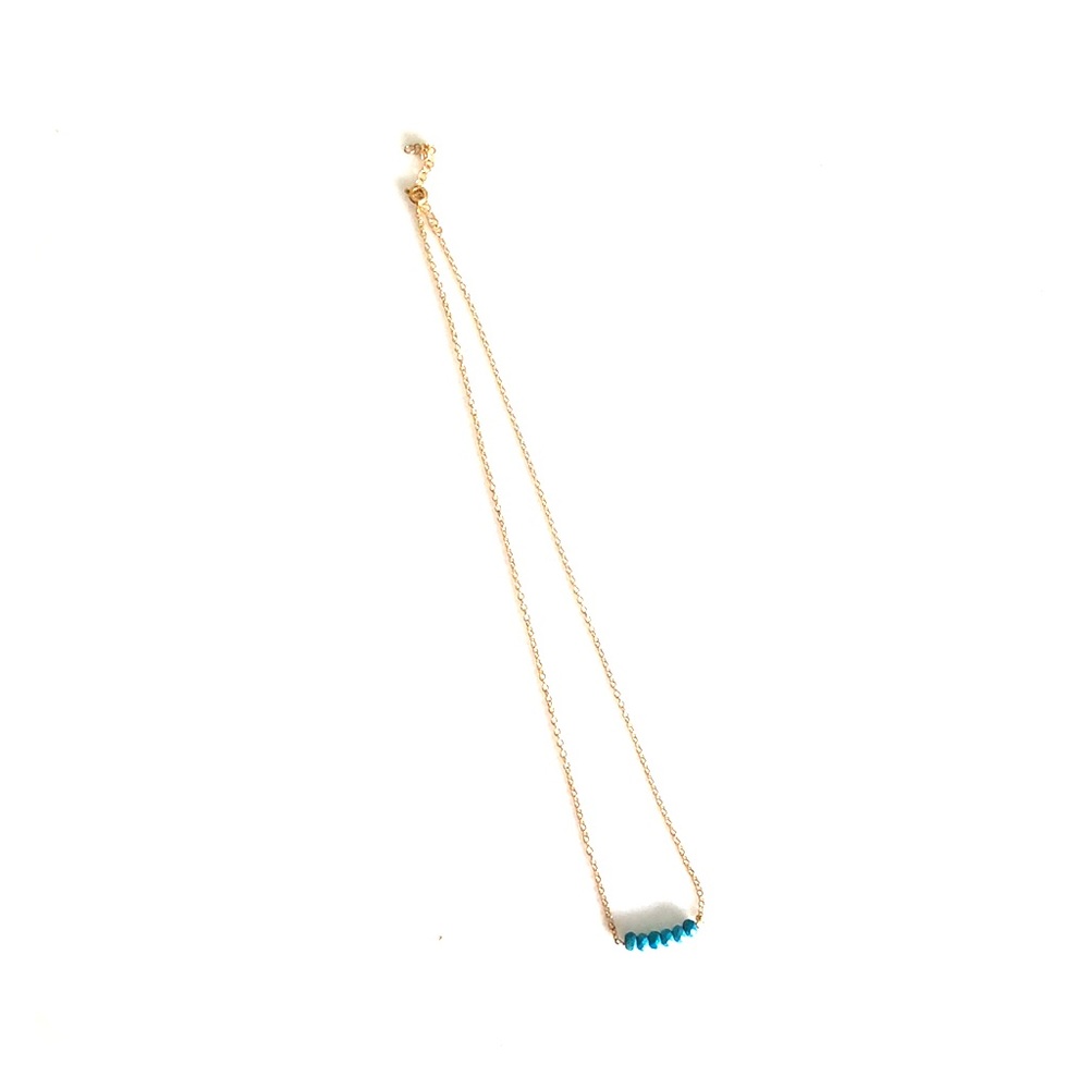 Gold chain necklace with turquoise beads